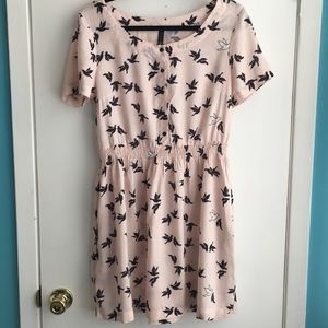 H&M Pink Bird Print Dress NWT